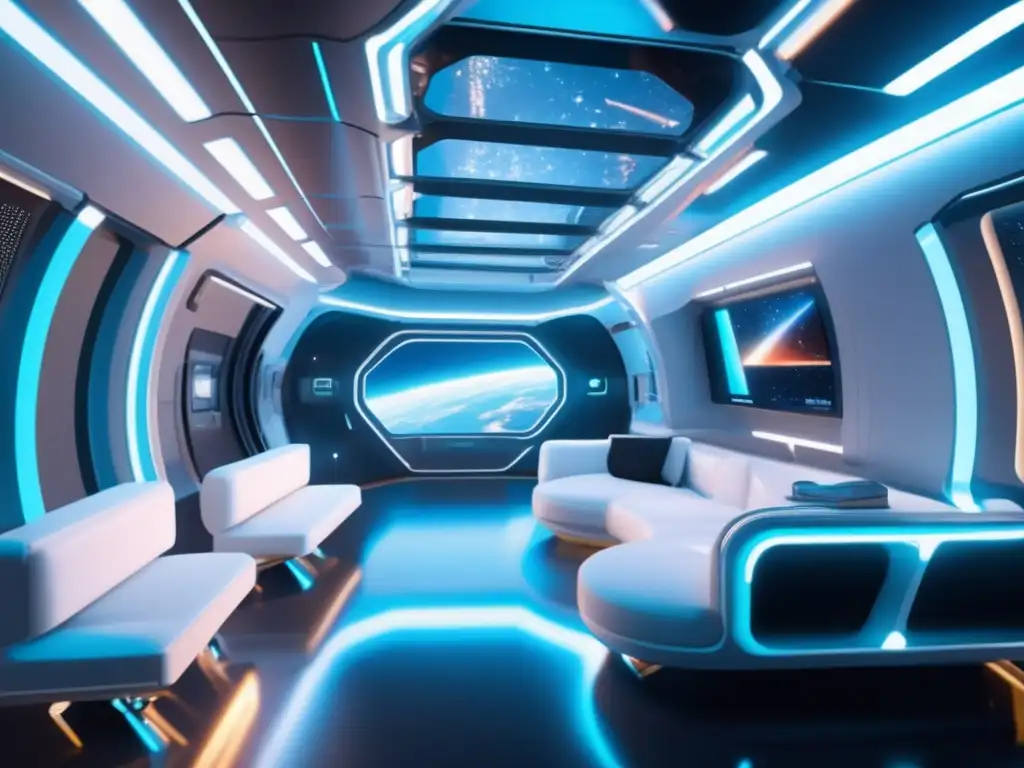 Estación espacial futurista para reciclaje en gravedad cero Estación espacial futurista con reciclaje de materiales en gravedad cero
