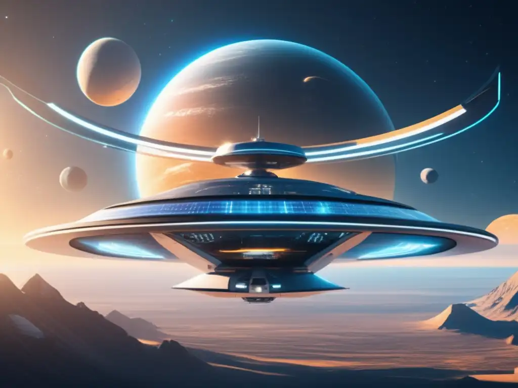 Estación espacial futurista en el espacio Estación espacial futurista con robots: Automatización en la industria espacial