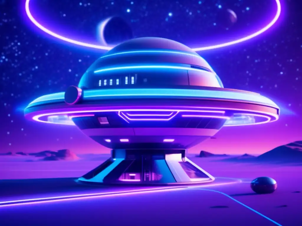 Estación espacial futurista en el espacio Estación espacial futurista rodeada de asteroides tipo C, reflejando la exploración y la importancia de estudiarlos