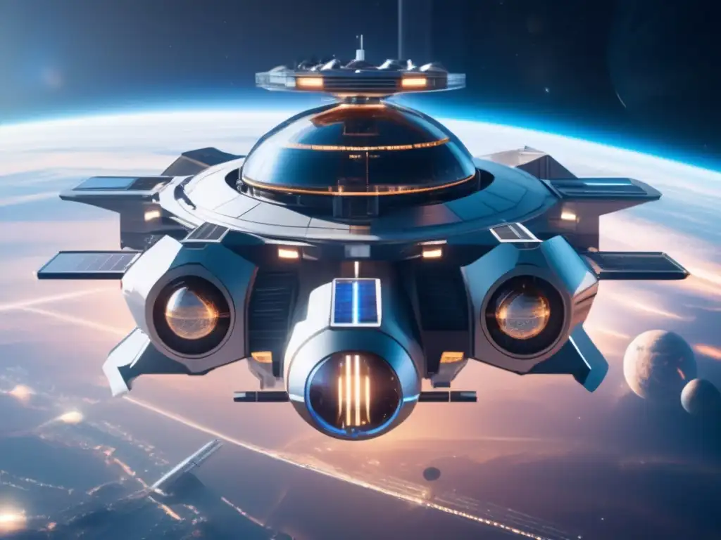 Futurista estación espacial protegiendo la Tierra Estación espacial futurista protegiendo la Tierra: Defensa planetaria: inversiones y políticas clave