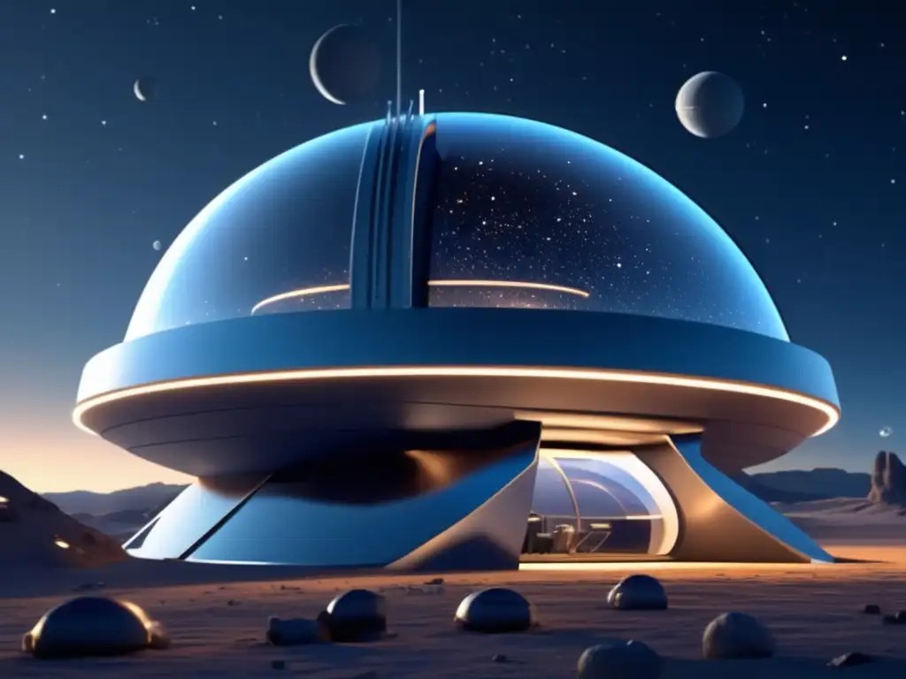 Estación de observación espacial futurista Estación observación espacial tecnologías emergentes detección asteroides