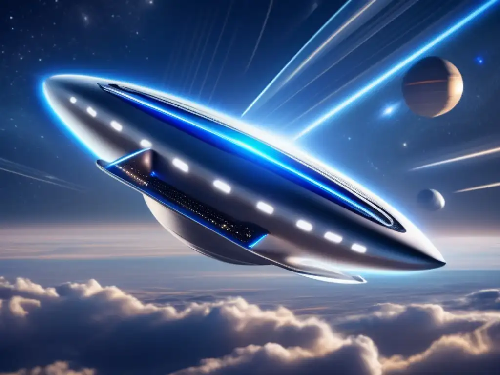 Espacio futurista con nave espacial y estrellas