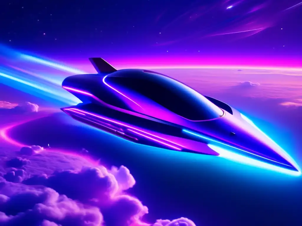 Espacio: Increíble nave futurista con motores de plasma, nebulosa y asteroides