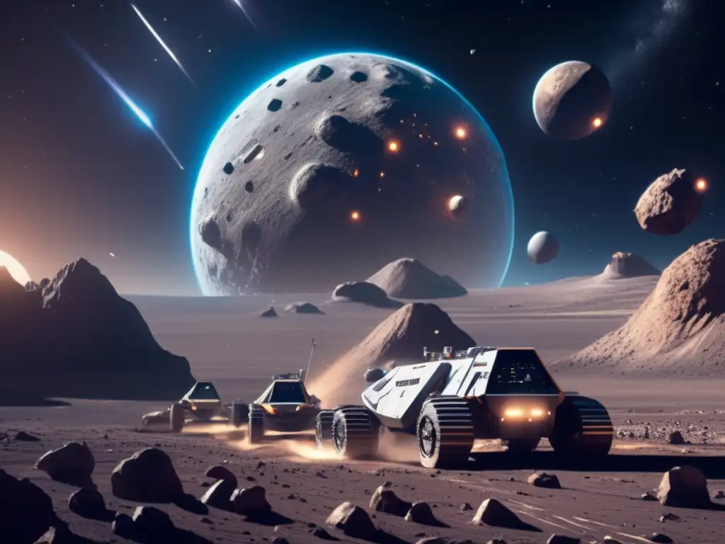 Automatización comercialización espacio IA en mina espacial futurista