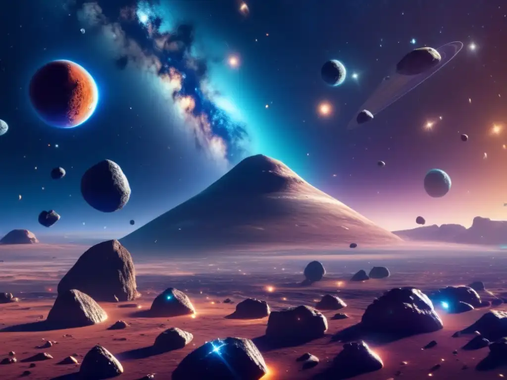 Exploración y extracción de minerales en asteroides Espectacular imagen de asteroides en el espacio: ética, minería y exploración
