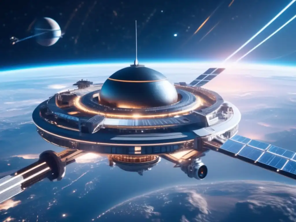 Una estación espacial futurista protege la Tierra con iniciativas globales de protección contra asteroides