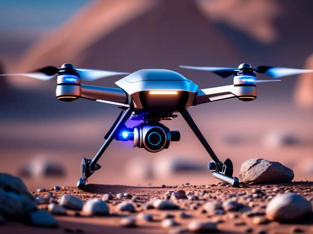 Drone futurista en Marte Estrategias comunicación drones frontera final