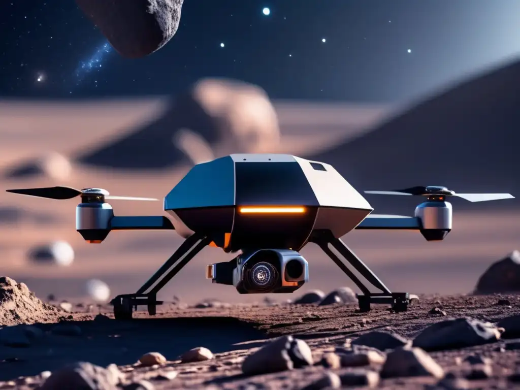 Futuro dron minero en asteroide Estrategias de comunicación con drones en la frontera final