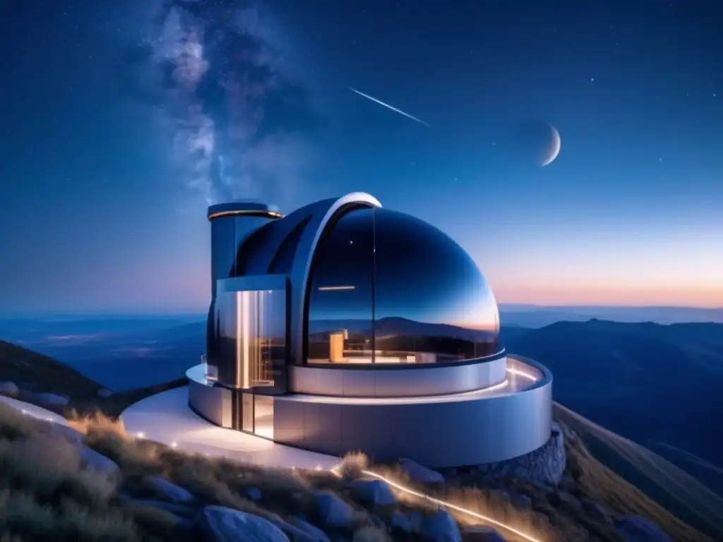 Estrategias prevención impacto asteroides basálticos, observatorio en la cima de la montaña