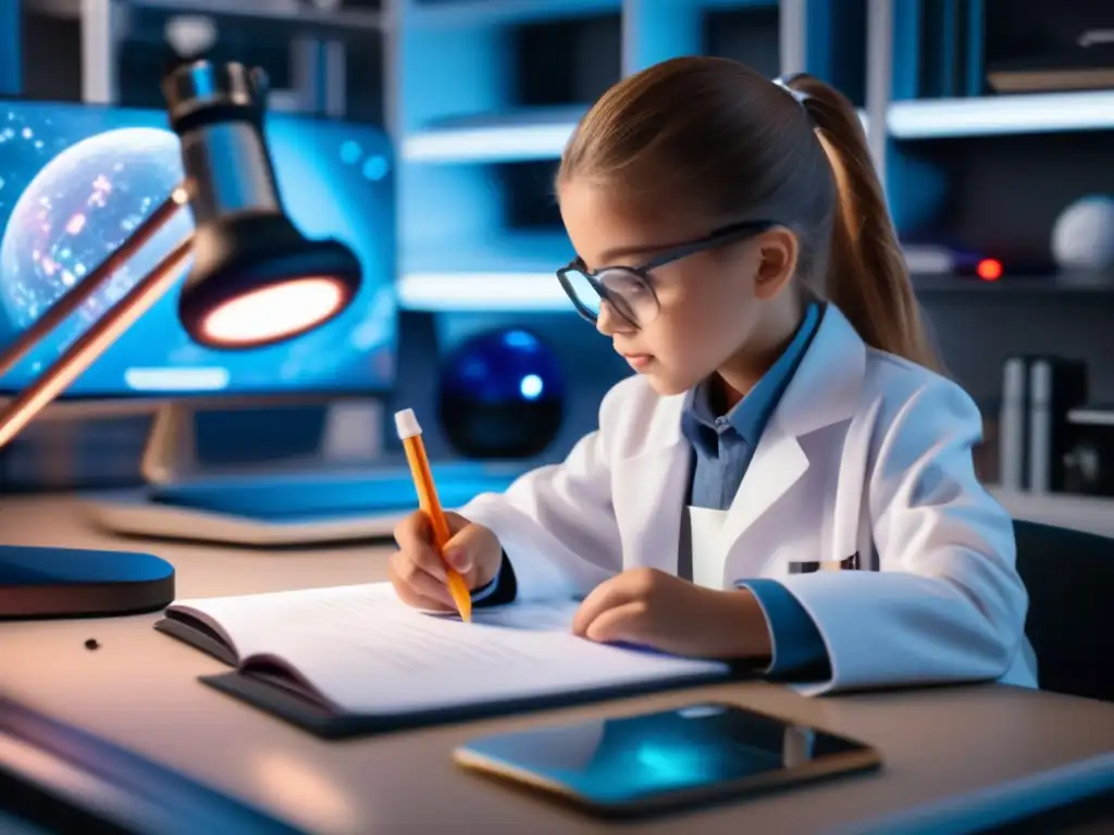 Estudiante explorando asteroides Estudiante investigando asteroides en casa con kits educativos
