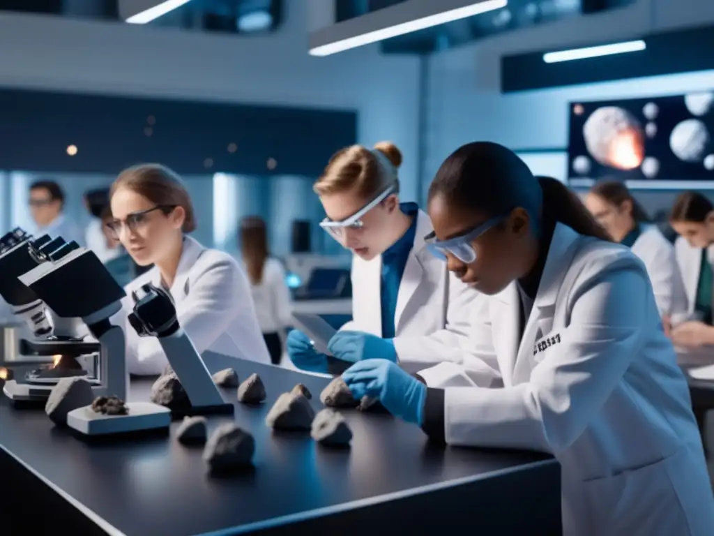 Estudiantes entusiastas en laboratorio Estudiantes entusiastas en laboratorio de última generación estudian asteroides