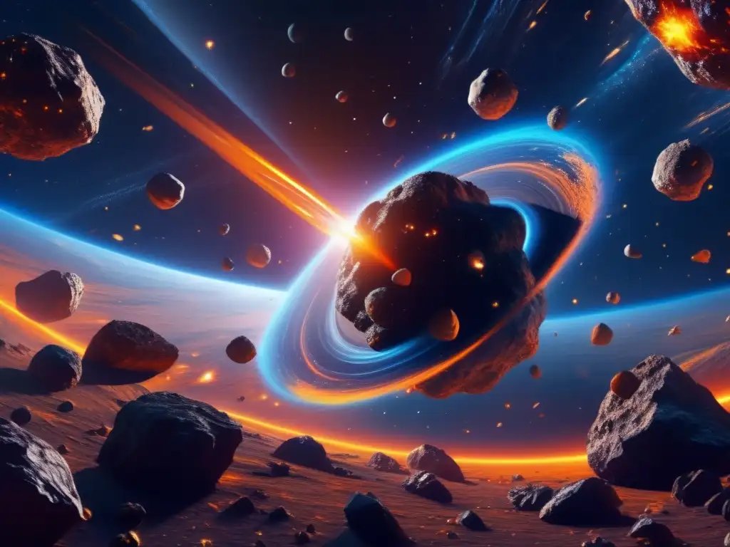 Espectacular campo de asteroides en el espacio Estudio de objetos cambiantes en asteroides en un campo estelar vibrante