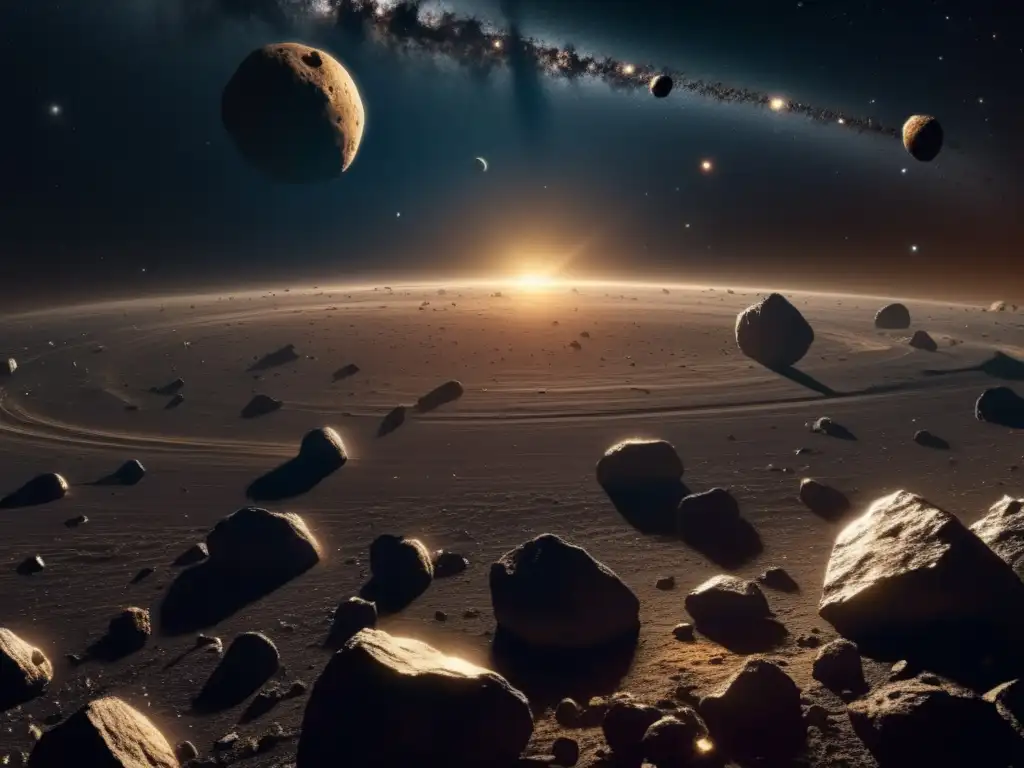 Minera espacial en asteroide: una imagen fascinante Ética de la minería de asteroides y maravillas cósmicas