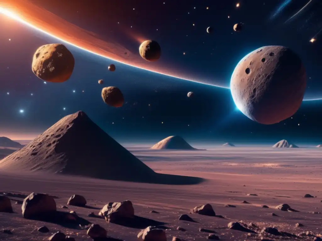 Minando asteroides: ciencia, comercio y ética Ética de la minería de asteroides: vasto espacio con operación minera destacada en primer plano