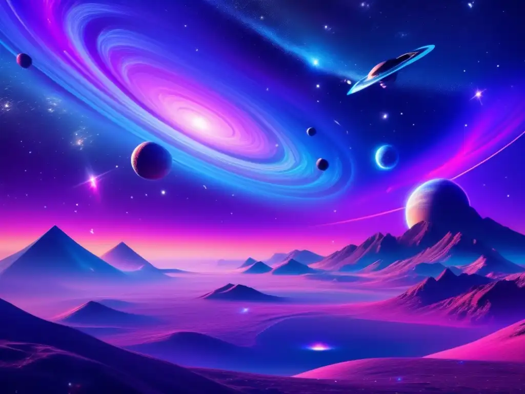 Espectacular imagen 8k del espacio, nebulosa vibrante y nave futurista Ética en extracción recursos espaciales, expanse space, nebulosa vibrante, nave futurista