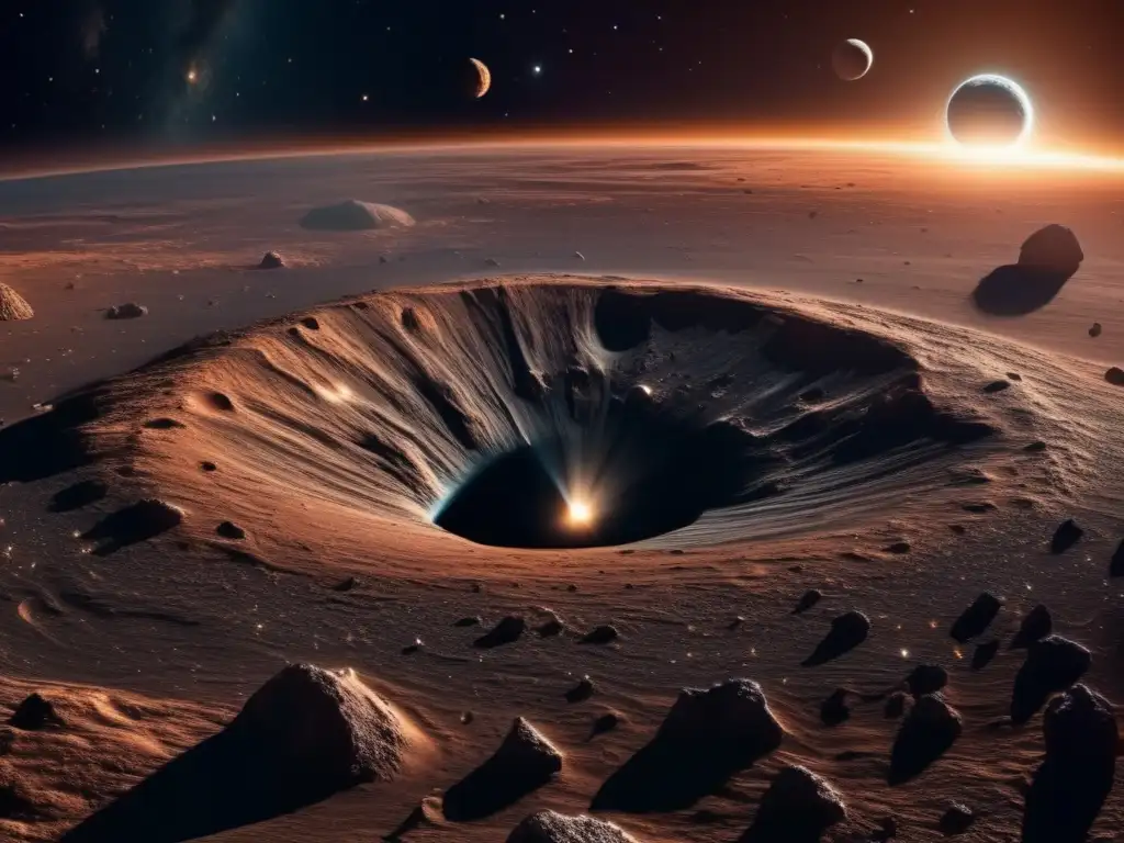 Impresionante asteroide en el cosmos Exploración de asteroides: Alianzas estratégicas - Imagen cósmica 8k impresionante con asteroides y galaxias