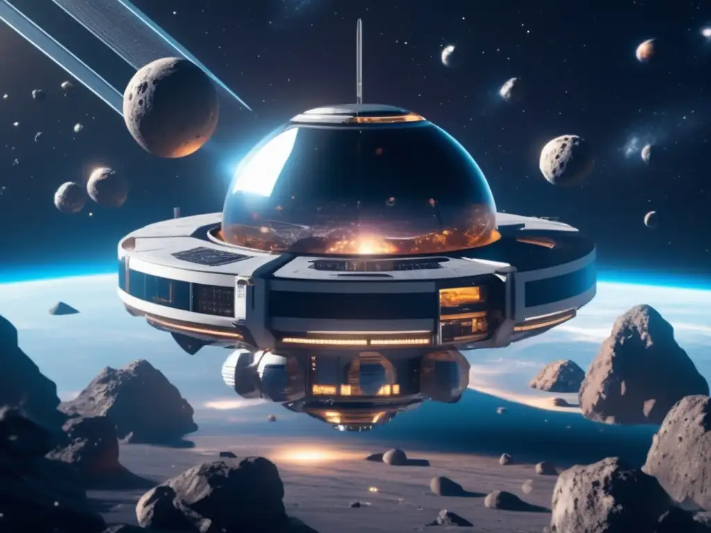 Exploración de asteroides: Alianzas estratégicas en una estación espacial futurista rodeada de asteroides