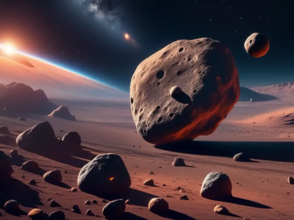 Sistema binario de asteroides: maravillas del espacio Exploración de asteroides binarios en el espacio: Una imagen impactante en 8k que muestra un sistema de asteroides binarios en movimiento