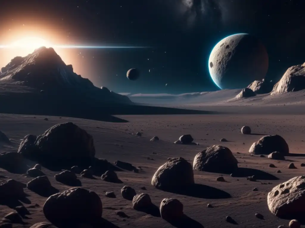 Espacio celeste: campo de asteroides Exploración de asteroides cercanos: Misión CASTAway - Imagen impresionante de 8k que muestra la inmensidad del espacio y un campo de asteroides