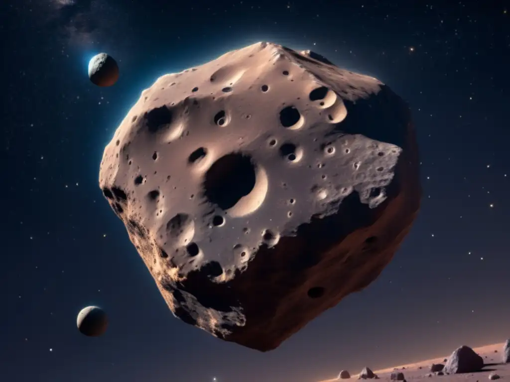 Asteroide Centauro: minería espacial futurista Exploración de asteroides y cometas: Centauro espacial minero en asteroide 8k, con cráteres y minerales variados