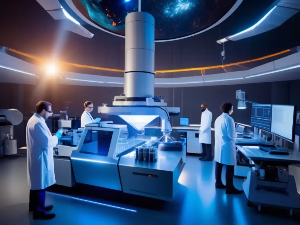 Equipo de científicos analizando asteroide Exploración de asteroides: descifrando su composición