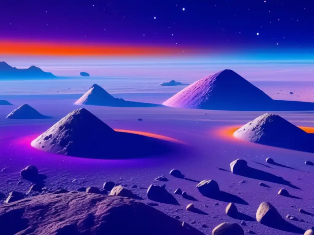 Espectacular vista de cinturón de asteroides en el espacio Exploración de asteroides: Futuro prometedor en tecnología