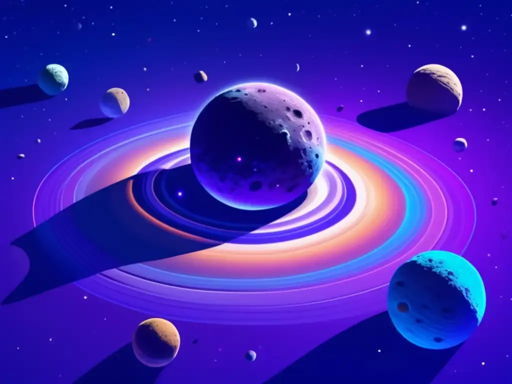 Impresionante paisaje del cinturón de asteroides Exploración de asteroides: historia y recursos