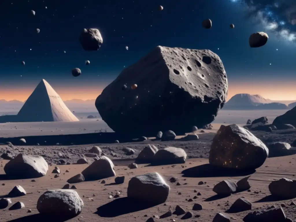 Irregulares asteroides en espacio estelar Exploración de asteroides irregulares para minería estelar: Vastas formas y tamaños contrastantes de asteroides irregulares en el espacio