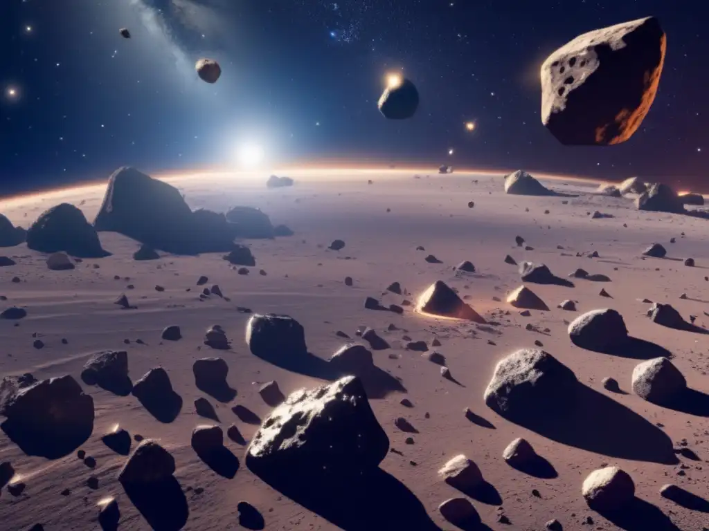 Mineria estelar: asteroides y nebulosa Exploración de asteroides irregulares para minería estelar