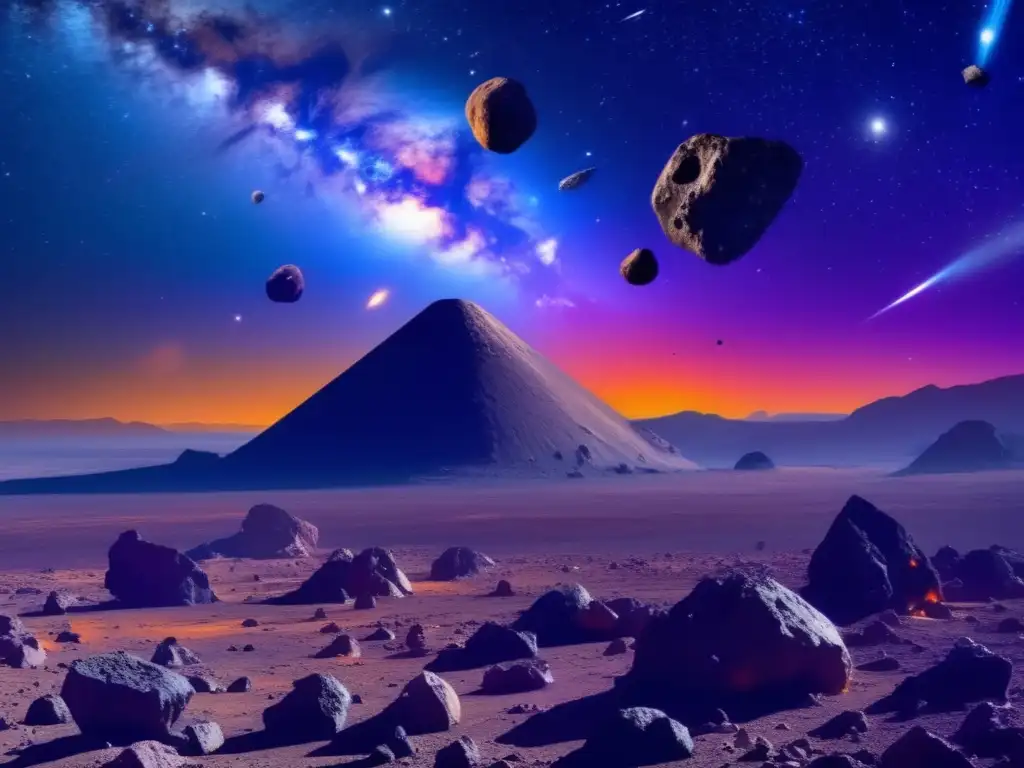 Impresionante imagen de asteroides en el espacio Exploración de asteroides irregulares para minería estelar en el vasto espacio
