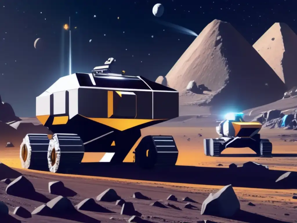 Potencial económico de extracción de metales preciosos de asteroides Exploración de asteroides para metales preciosos en una imagen ultradetallada de una operación minera futurista en el espacio