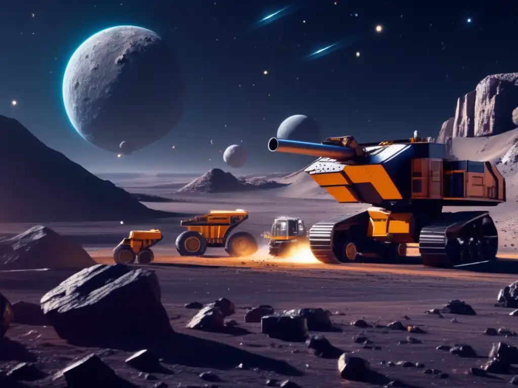 Minería futurista en asteroide Exploración de asteroides para minería espacial
