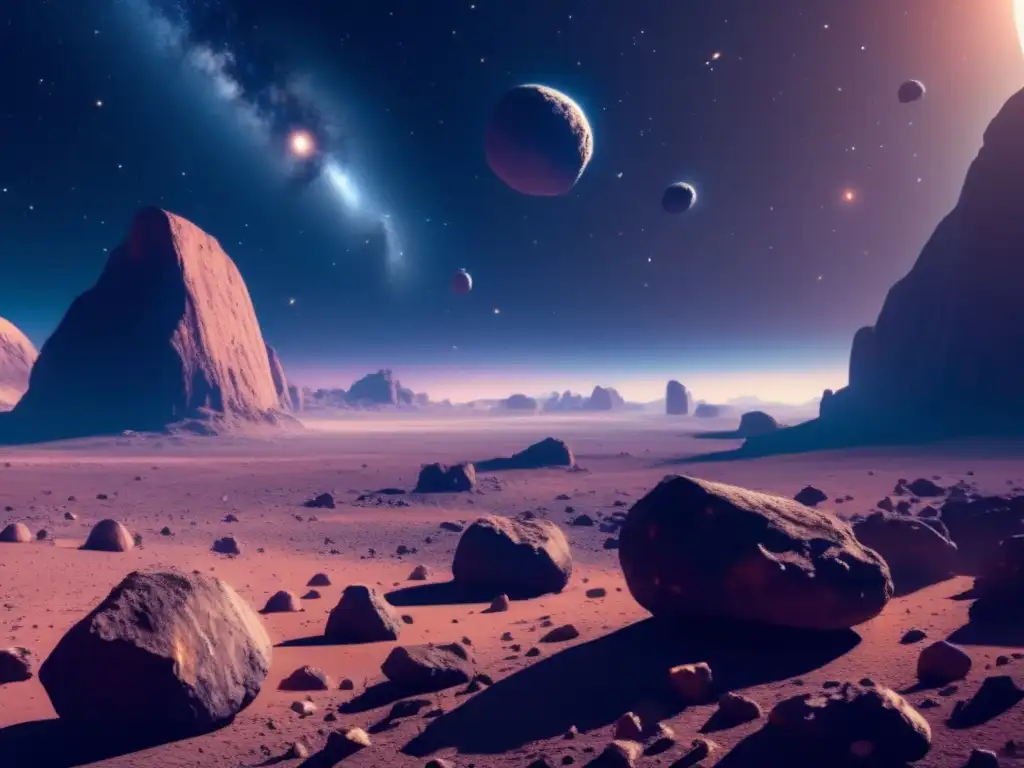 Asteroid field en el espacio: belleza y potencial Exploración de asteroides para minería espacial