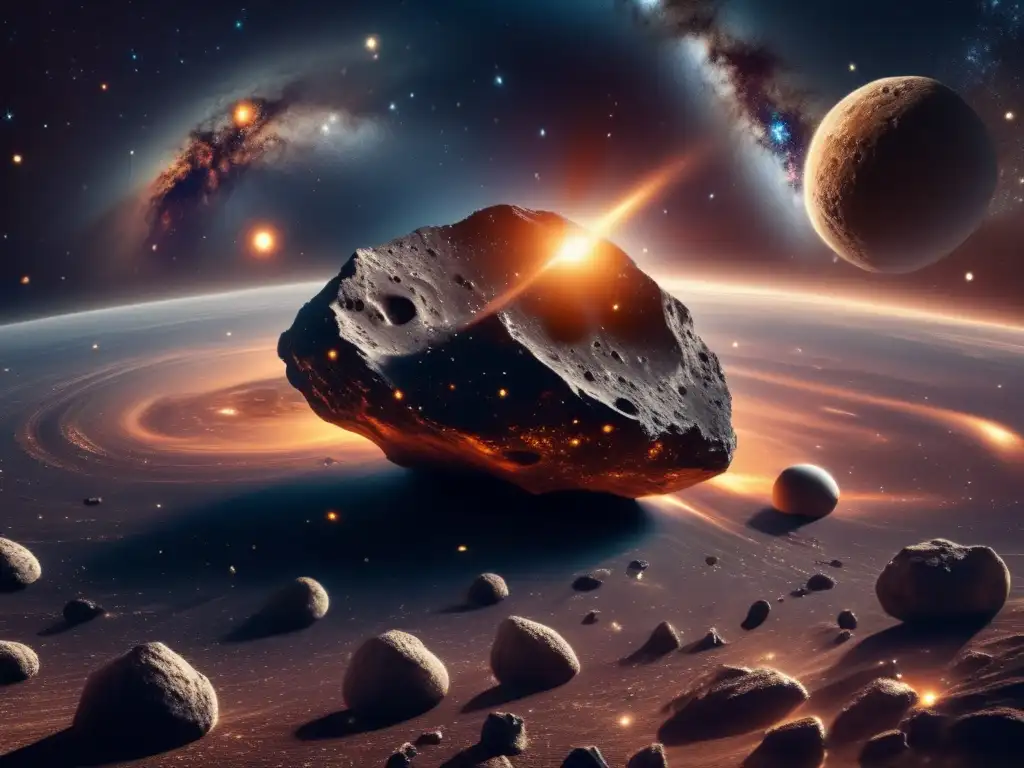 Majestuoso asteroide en el espacio Exploración de asteroides en el universo: un impactante 8k de espacio cósmico con nubes de polvo y estrellas vibrantes