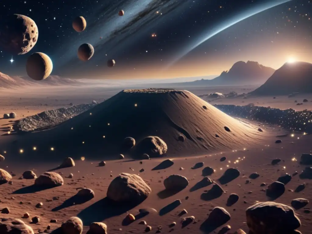 Asombrosa vista de los asteroides Troyanos Exploración de asteroides para viajes espaciales en la fascinante imagen de los asteroides Troyanos