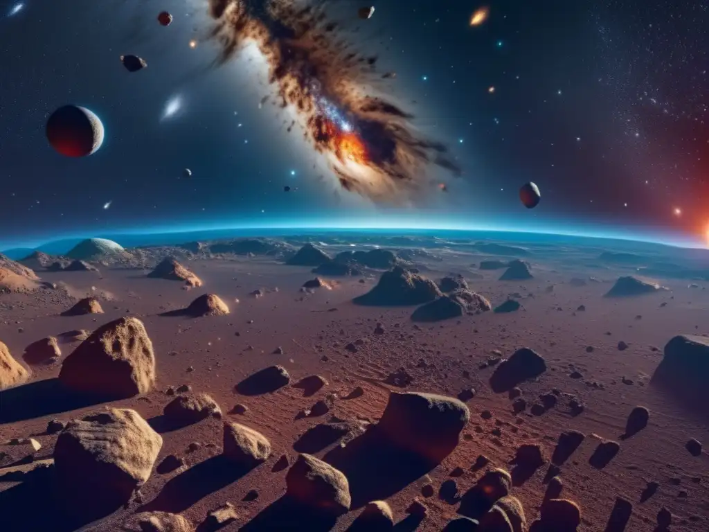 Espectacular cinturón de asteroides Exploración del cinturón de asteroides: una imagen cautivadora que muestra la belleza y complejidad de este enigmático entorno cósmico