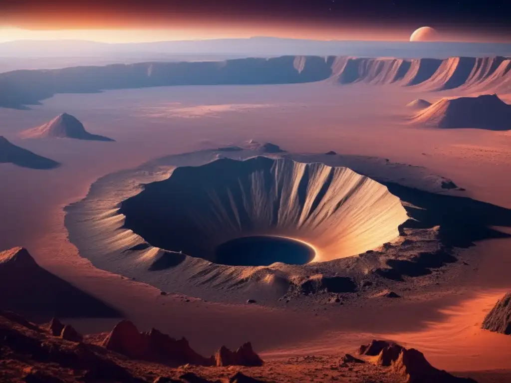 Exploración de cráteres de impacto en un mundo alienígena