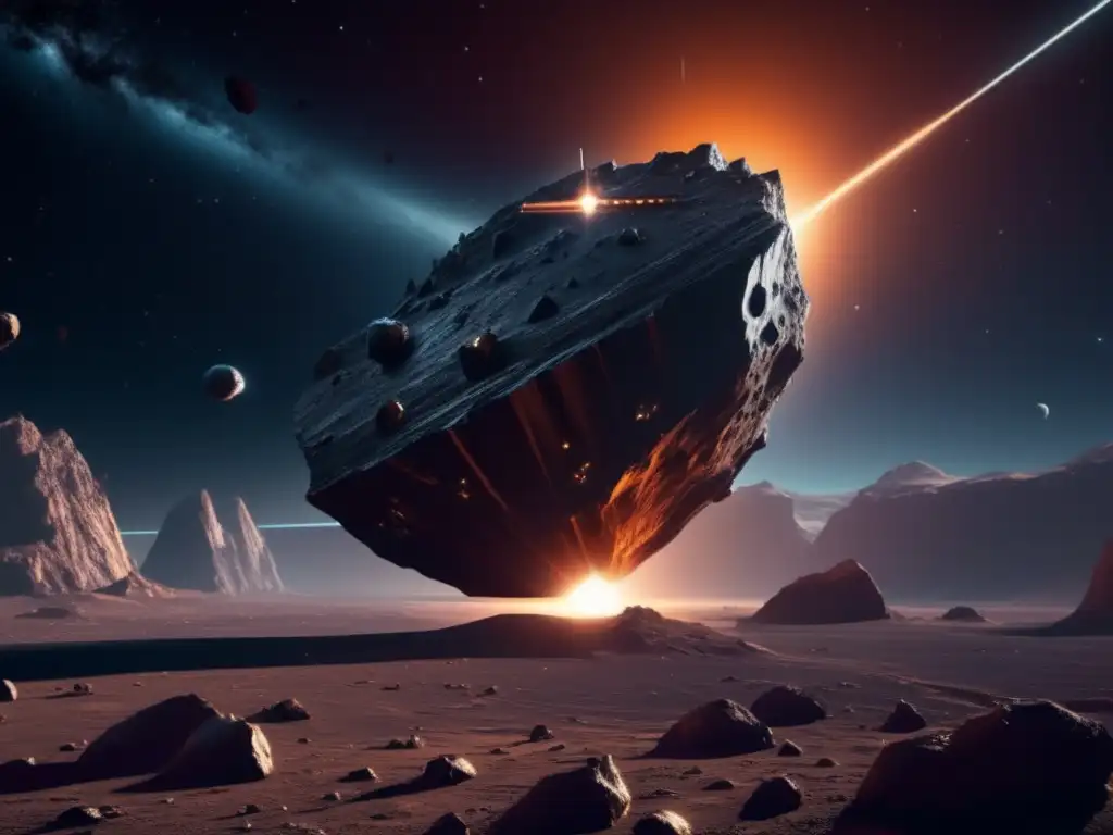 Exploración robótica de asteroides Exploración efectiva de asteroides: estrategias y recursos en imagen de nave espacial futurista y asteroide gigante