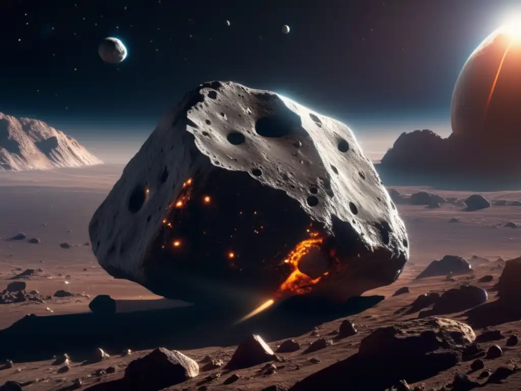 Asteroida espacial con nave minera Exploración espacial: asteroide, agua, galaxias