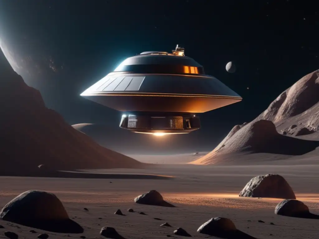 Nave futurista en asteroide enano Exploración espacial: asteroide enano y la maravilla del cosmos
