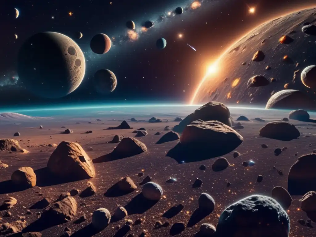 Asombrosa imagen 8k del espacio exterior y asteroides Exploración espacial y asteroides: Impresionante imagen 8k detalla el vasto espacio exterior con un campo de asteroides fascinante