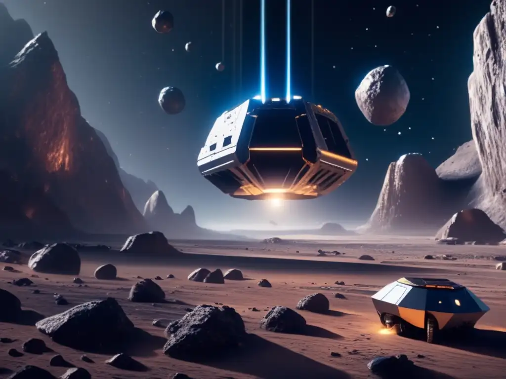 Asteroide minero futuro Extracción de recursos de asteroides en operación minera futurista en el espacio