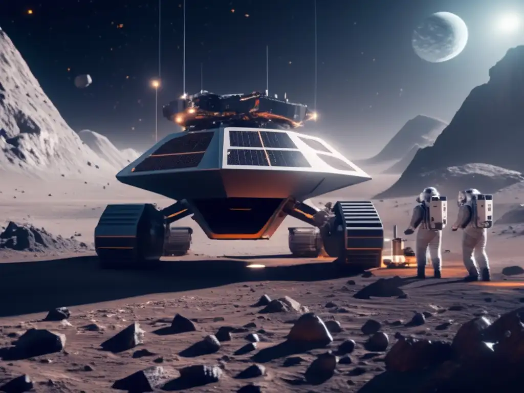 Extracción de recursos en asteroide Extracción de recursos de asteroides en una operación minera futurista en el espacio