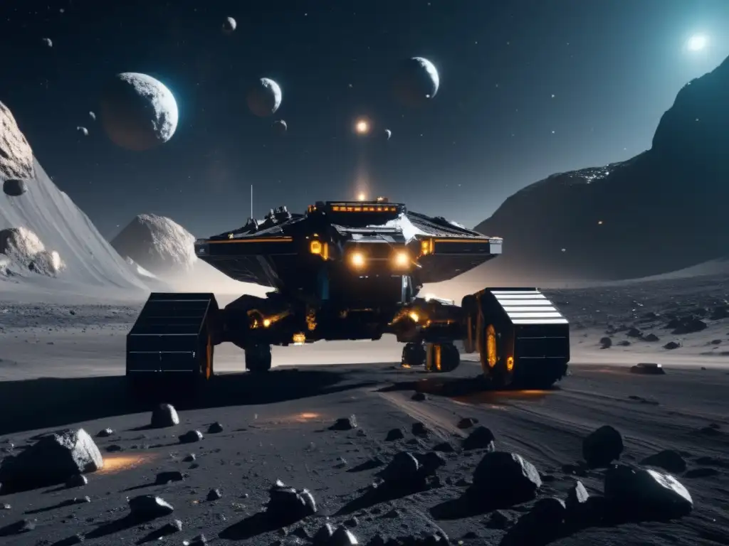 Futuro de la minería espacial Extracción de recursos de asteroides en una operación minera futurista en el espacio