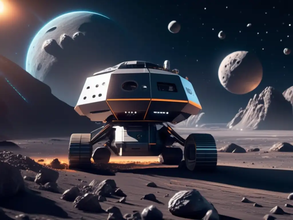 Futuro minero espacial Extracción de recursos de asteroides en una operación minera espacial futurista