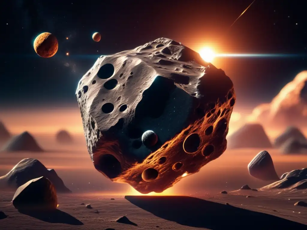 Asteroide flotando en el espacio Un fascinante asteroide en el espacio con composición y ciclo de vida destacados