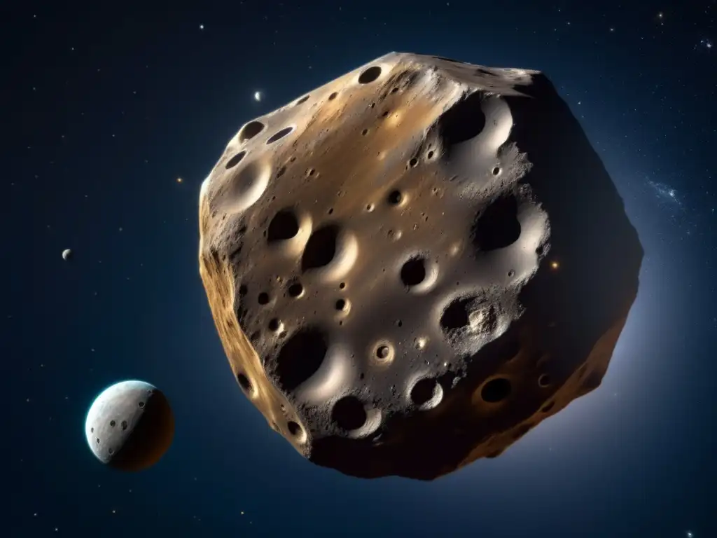 Vesta y Juno: Explorando el cosmos Fascinante historia asteroides Vesta Juno: imagen 8k detallada de Vesta y la nave espacial Juno en el cosmos