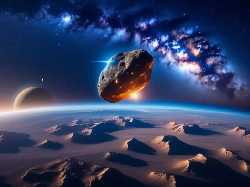 Impresionante imagen de asteroide y cielo estrellado Fenómeno cósmico: ocultación asteroide en la Tierra