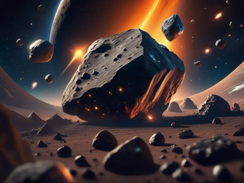Explorando asteroides en el cosmos Innovación financiera asteroides: fascinante imagen 8k ultradetallada muestra el cautivante mundo de asteroides