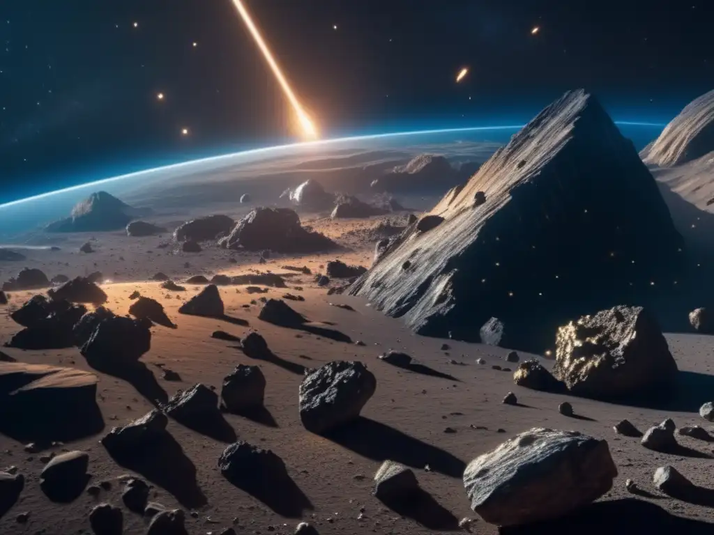 Fragmentos asteroidales en el espacio Fragmentación de asteroides en el espacio: impresionante imagen 8k ultra detallada de un campo de asteroides fragmentados en el espacio